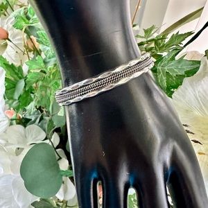 925 Sterling Silver Vintage Multi-Strand Cuff Bracelet